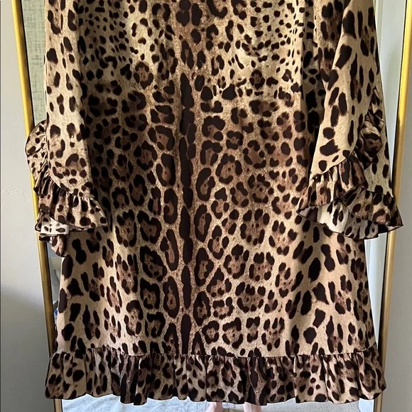 Dolce & Gabbana Leopard Print Long Sleeve Dress